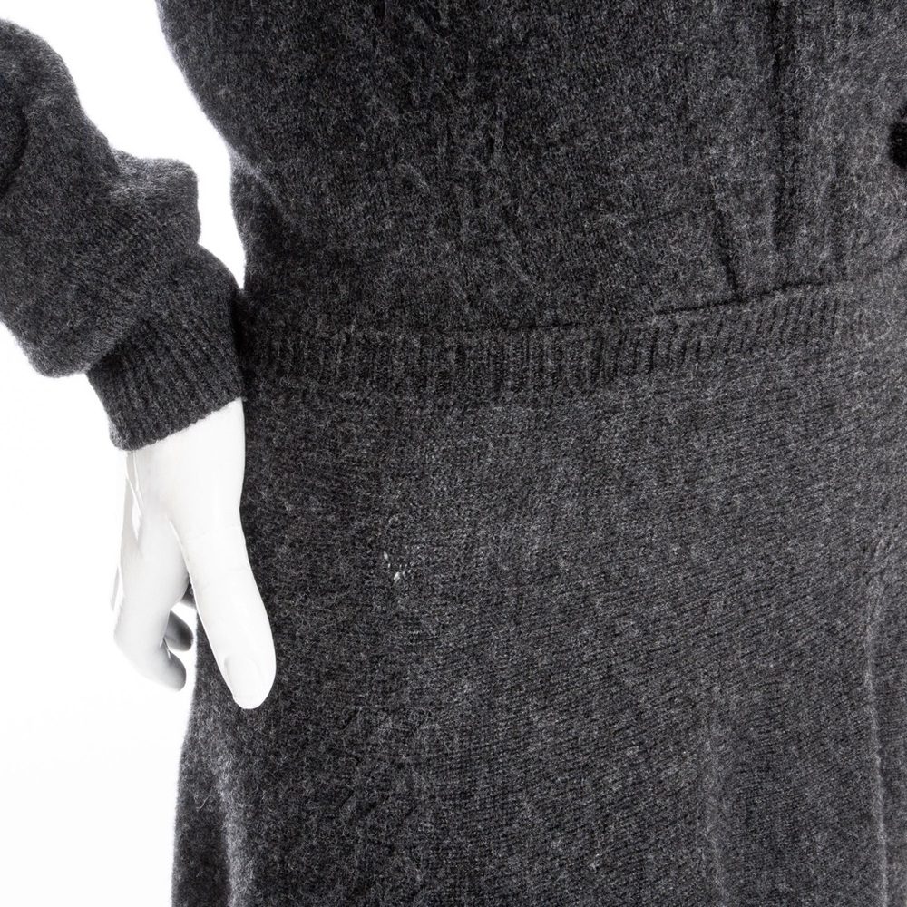 Yves Saint Laurent Gray Cashmere Knit V-Neck Dress - Picture 9 of 9